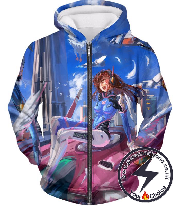 Overwatch D.Va Tank Support Hero Zip Up Hoodie